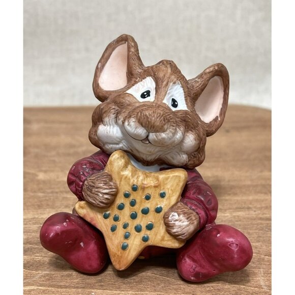 Vtg 1990 Enesco AMY WULFING Adorable Mouse Holding STAR COOKIE Sprinkle Figure - Picture 1 of 7